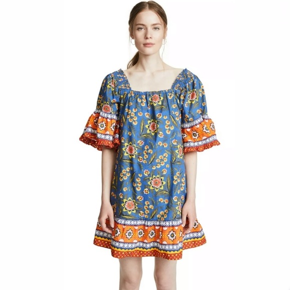 NEW Joie Chloris Blue Orange Floral Mini Dress - Picture 3 of 6